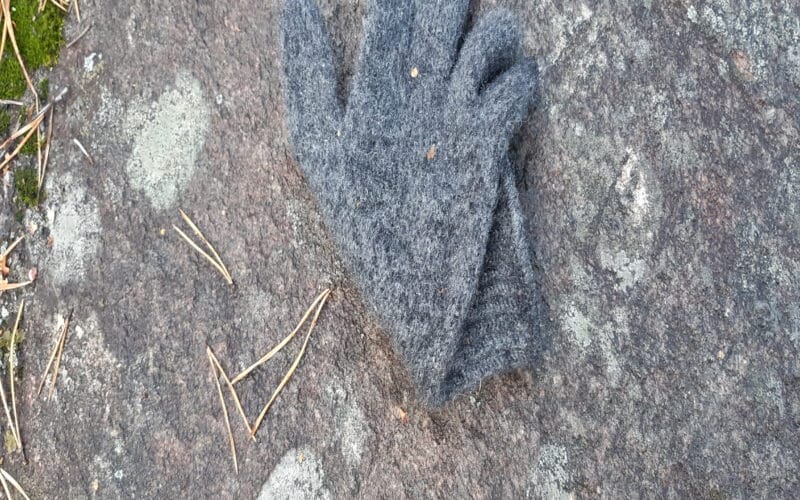 harmaa sormikas maassa